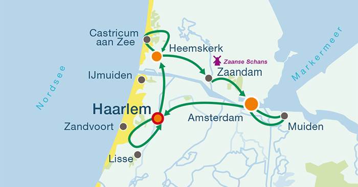 Übersichtskarte Familienradreise Holland